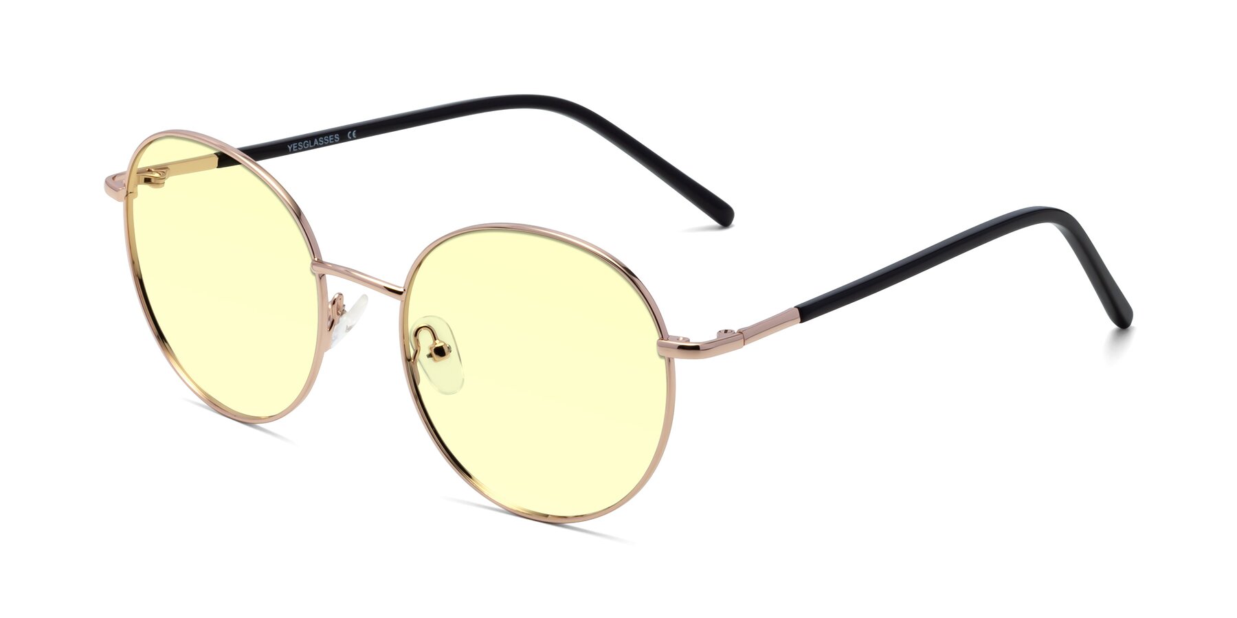 Angle of Cosmos in Rose Gold with Light Yellow Tinted Lenses