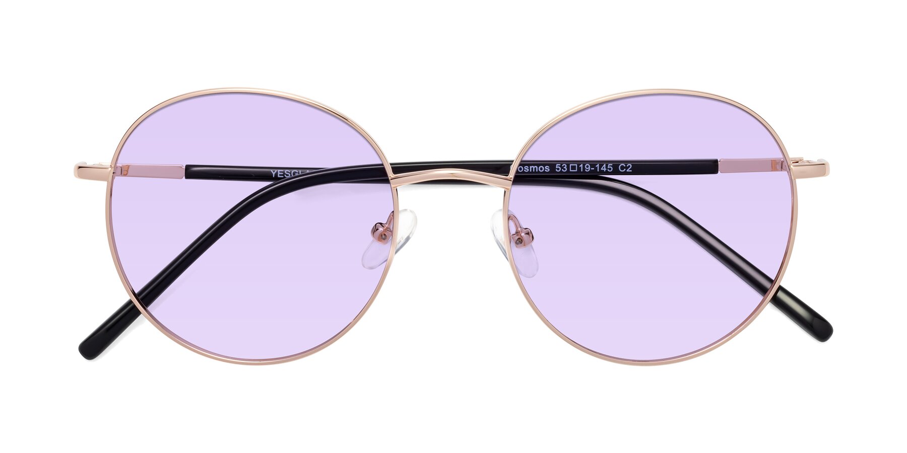 Folded Front of Cosmos in Rose Gold with Light Purple Tinted Lenses