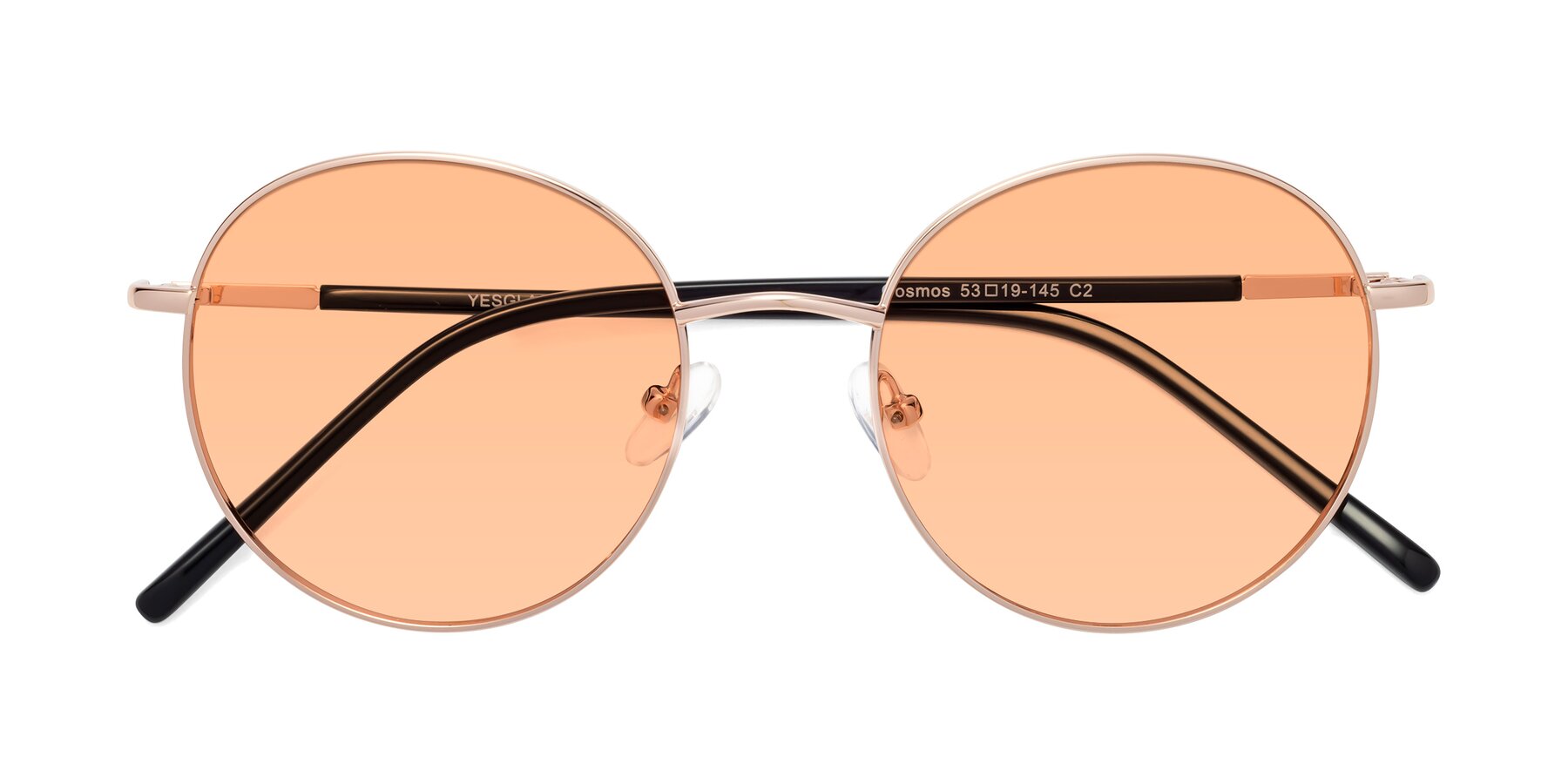 Folded Front of Cosmos in Rose Gold with Light Orange Tinted Lenses
