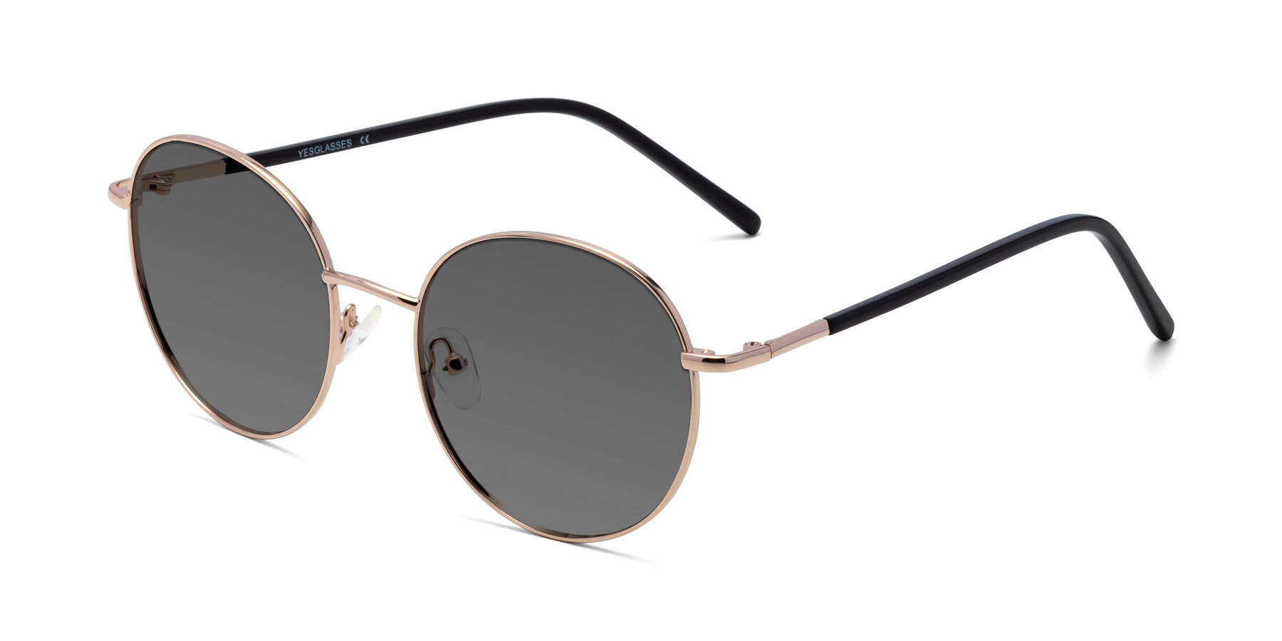 Angle of Cosmos in Rose Gold with Medium Gray Tinted Lenses