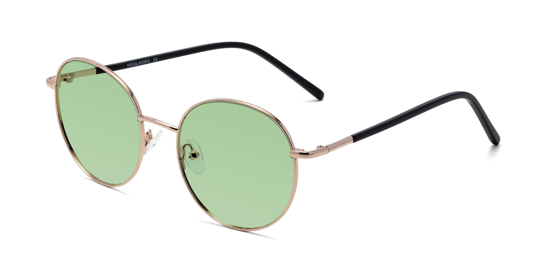 Angle of Cosmos in Rose Gold with Medium Green Tinted Lenses