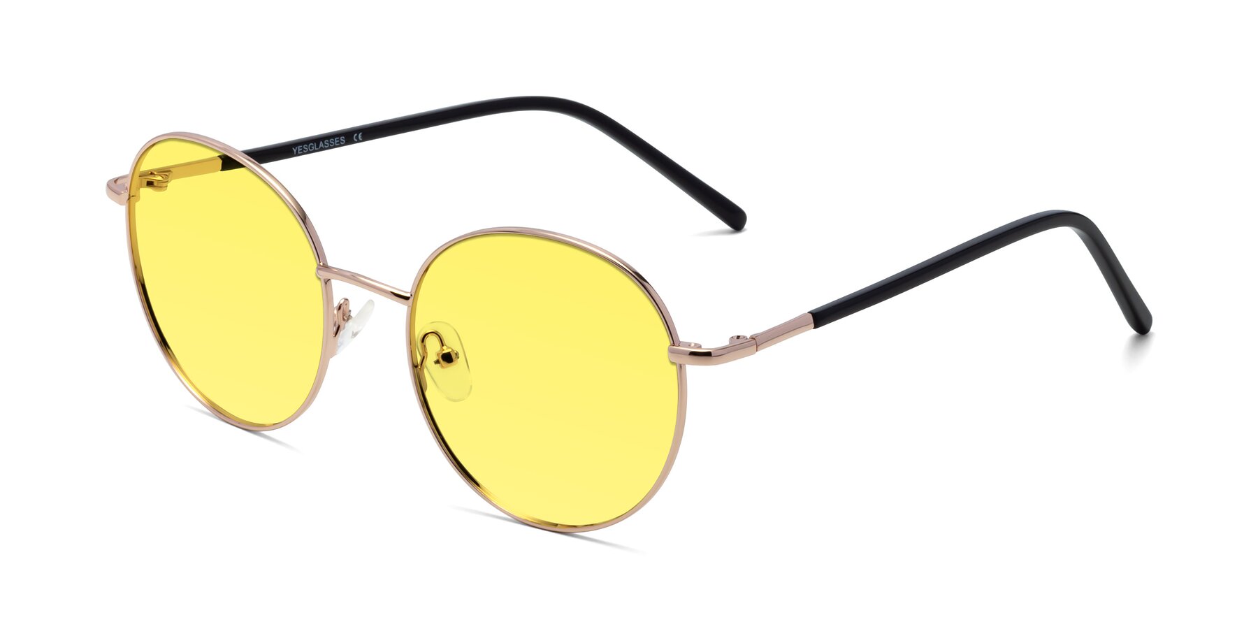 Angle of Cosmos in Rose Gold with Medium Yellow Tinted Lenses