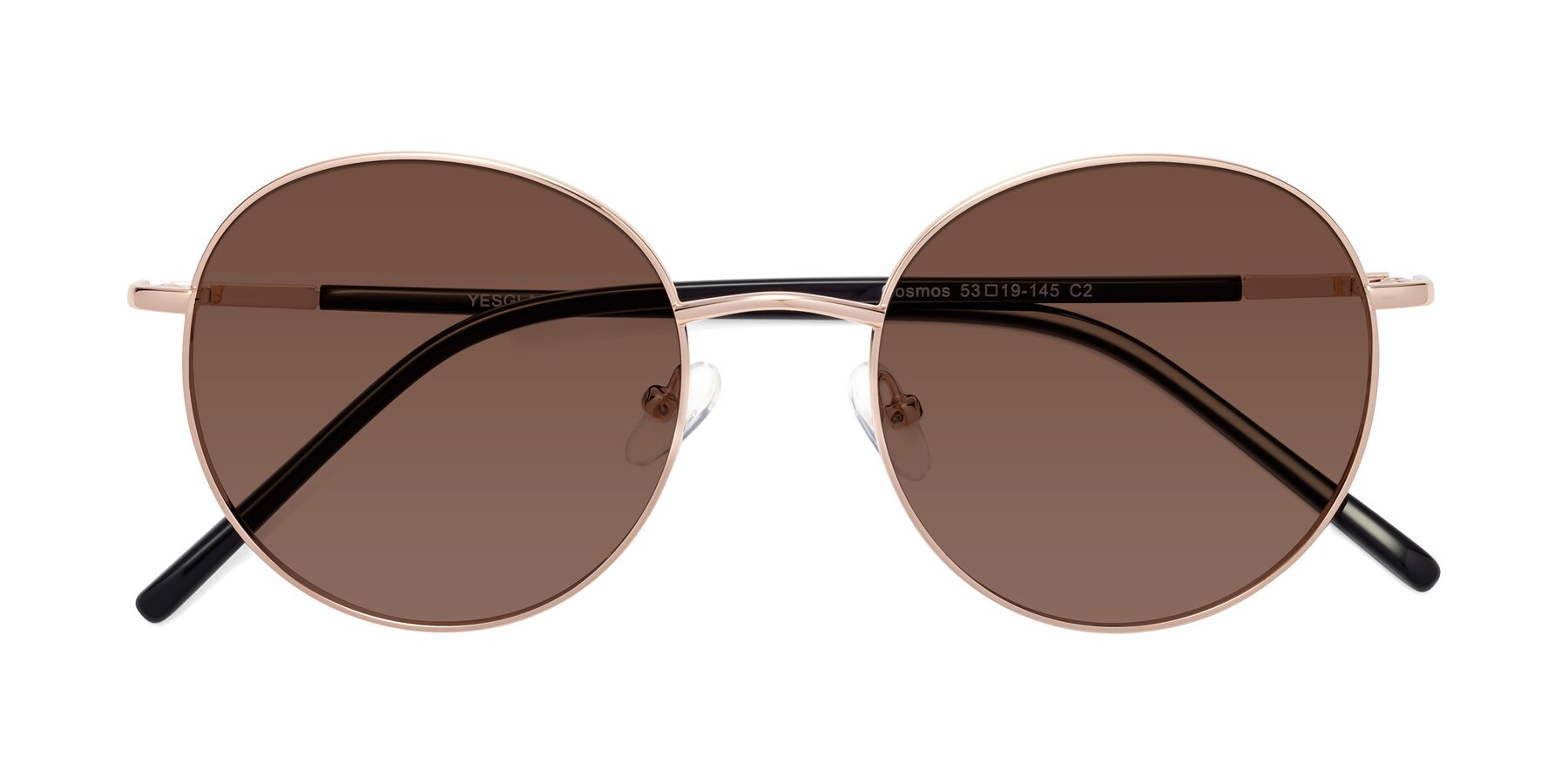 Folded Front of Cosmos in Rose Gold with Brown Tinted Lenses