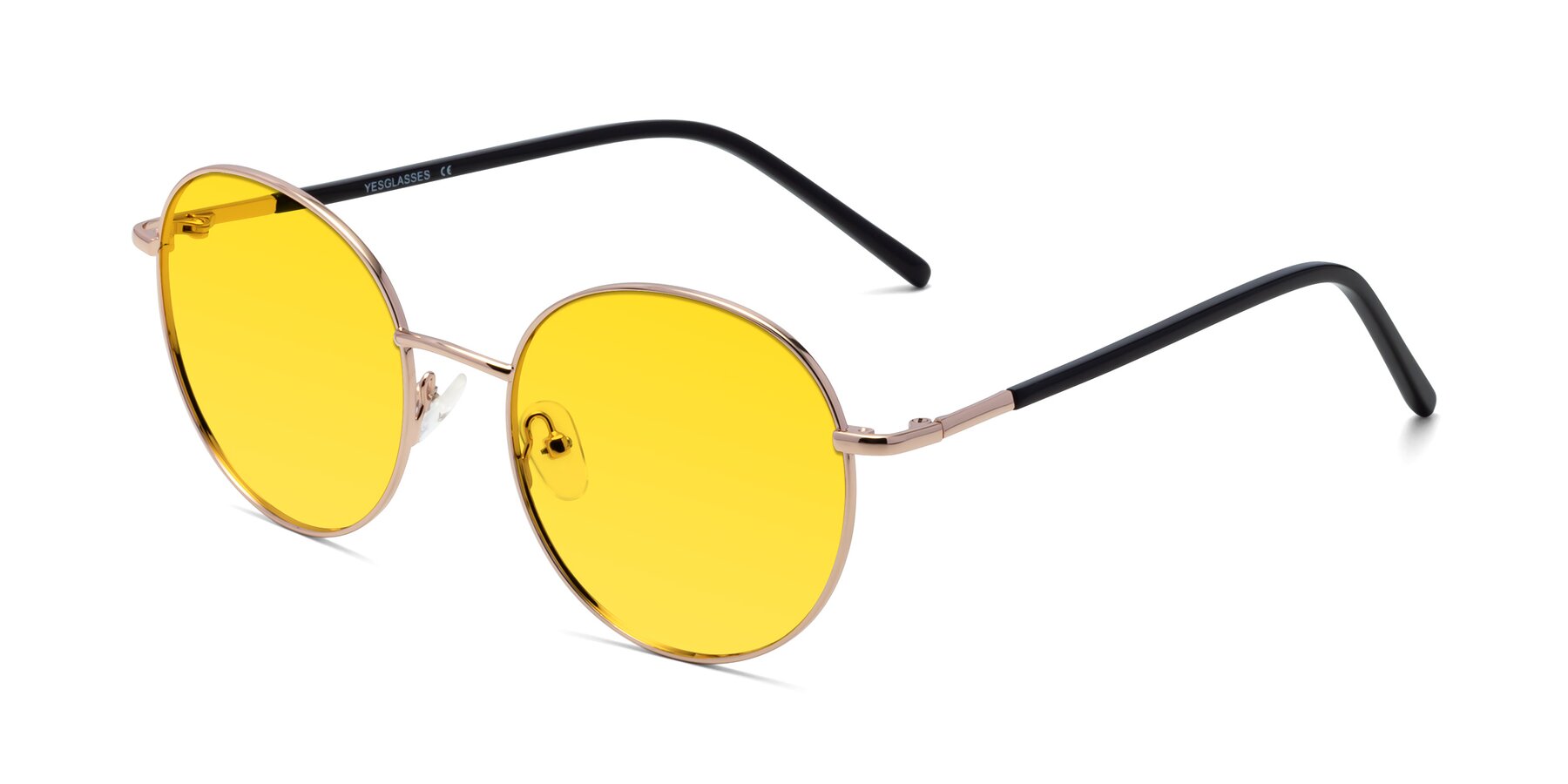 Angle of Cosmos in Rose Gold with Yellow Tinted Lenses