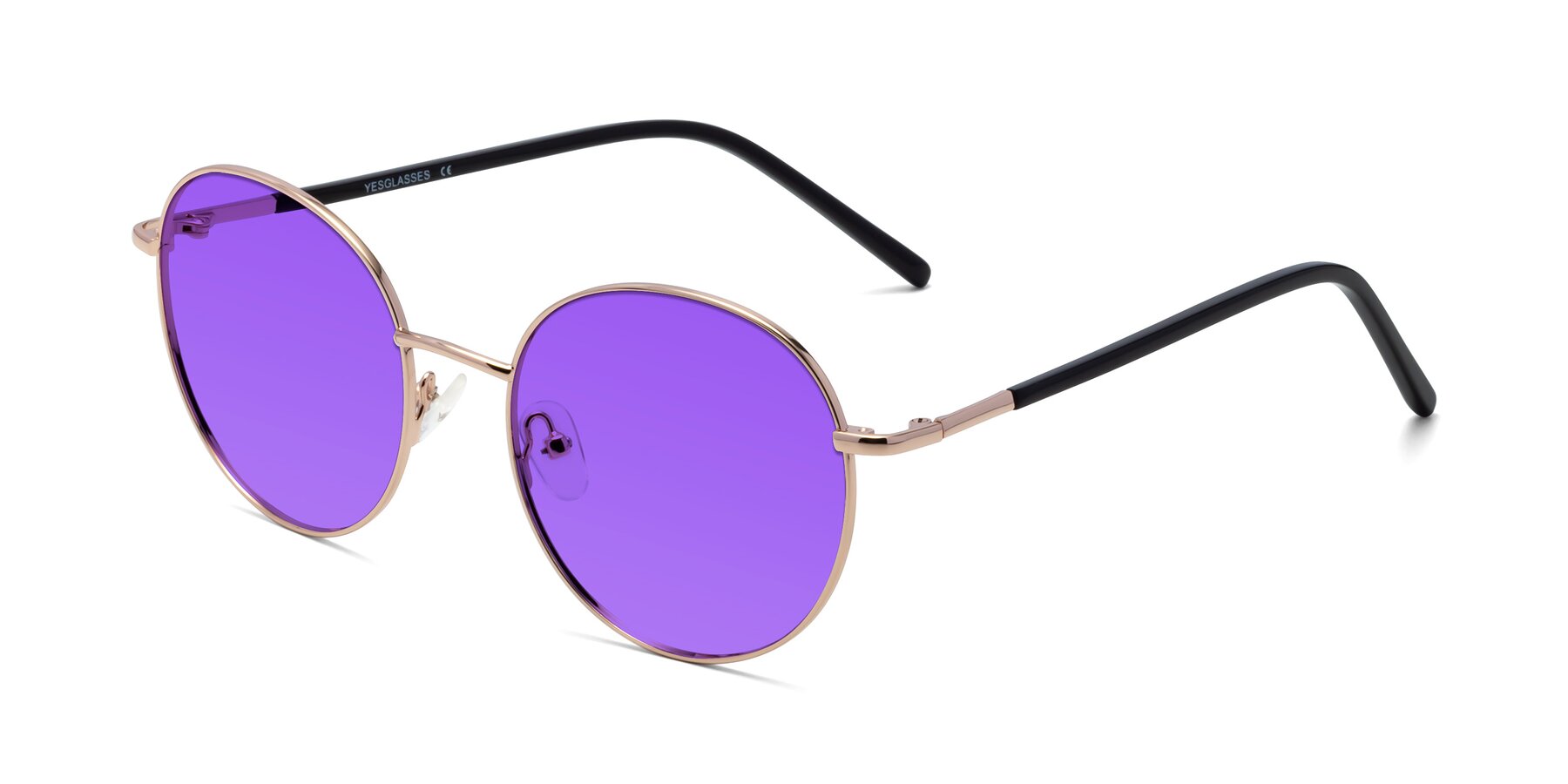 Angle of Cosmos in Rose Gold with Purple Tinted Lenses