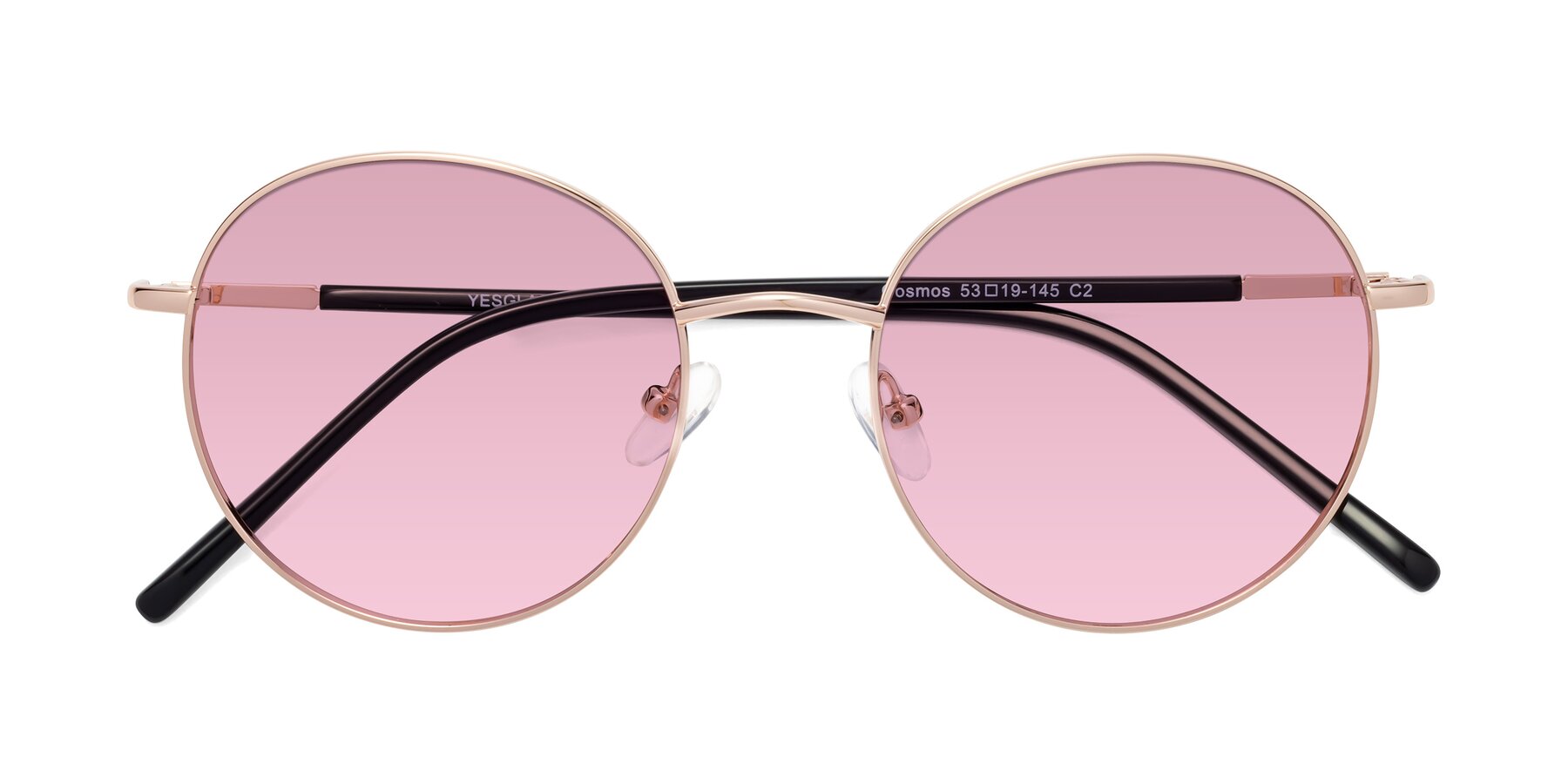 Folded Front of Cosmos in Rose Gold with Light Wine Tinted Lenses