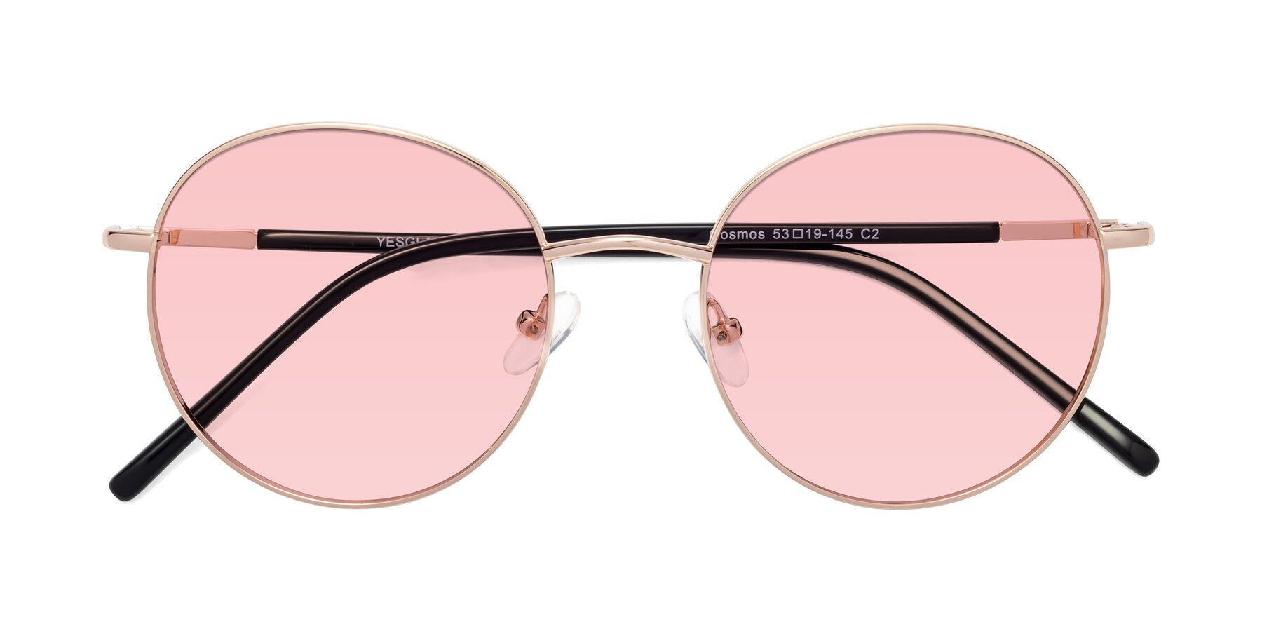 Folded Front of Cosmos in Rose Gold with Light Garnet Tinted Lenses