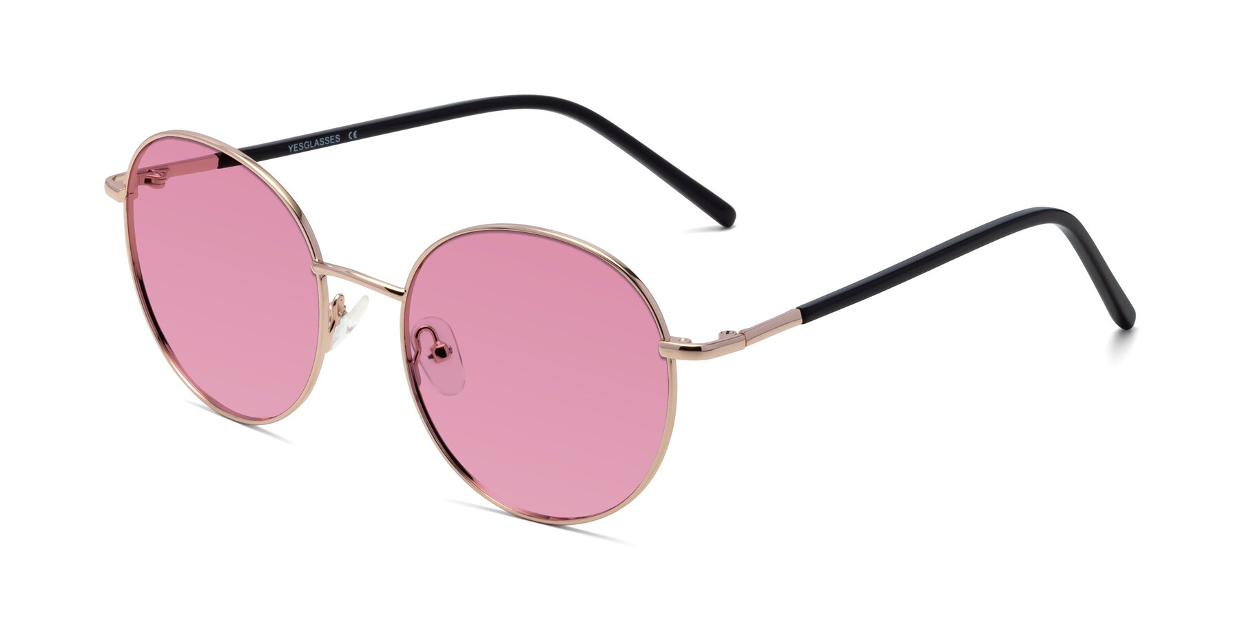 Angle of Cosmos in Rose Gold with Medium Wine Tinted Lenses