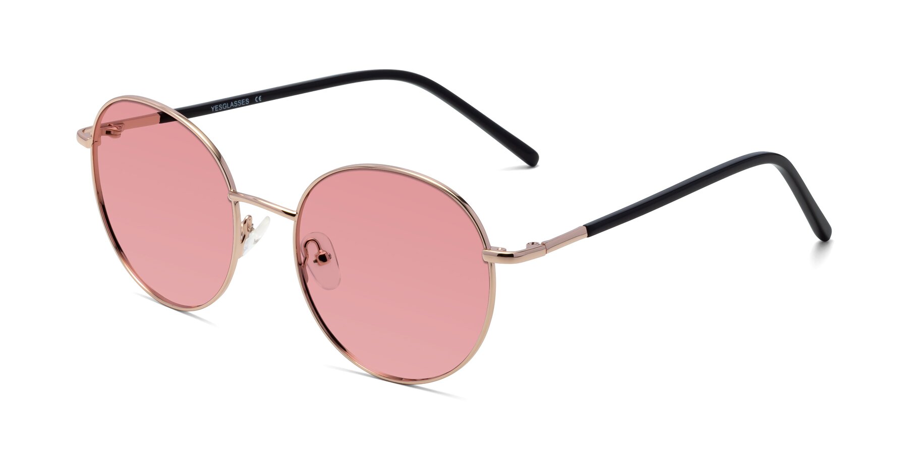 Angle of Cosmos in Rose Gold with Medium Garnet Tinted Lenses