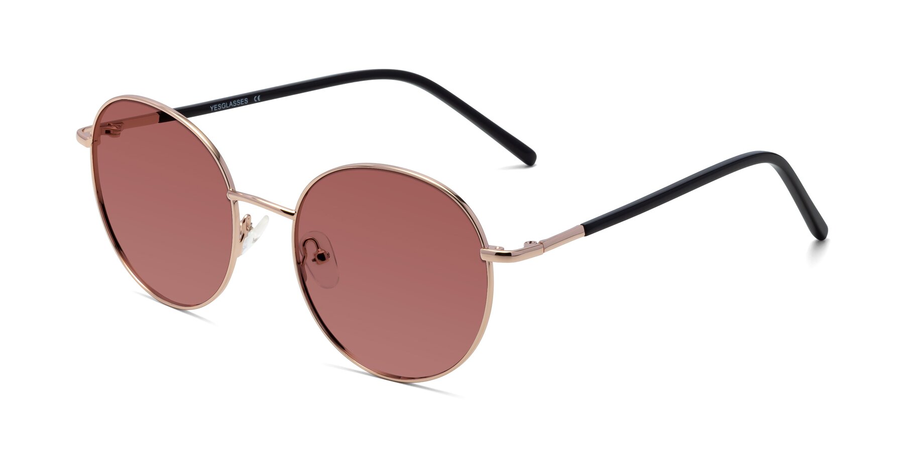 Angle of Cosmos in Rose Gold with Garnet Tinted Lenses