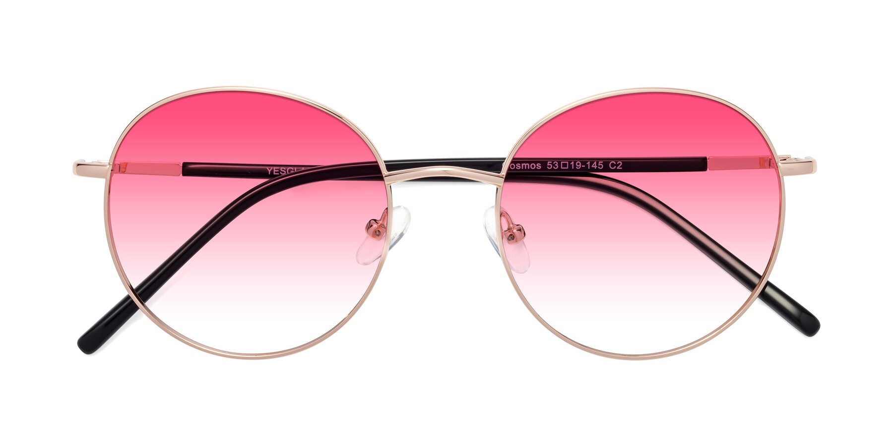 Folded Front of Cosmos in Rose Gold with Pink Gradient Lenses