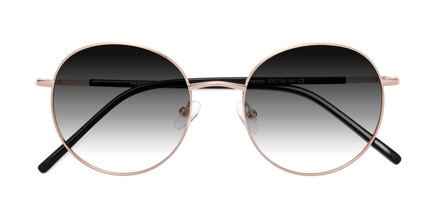 Folded Front of Cosmos in Rose Gold with Gray Gradient Lenses
