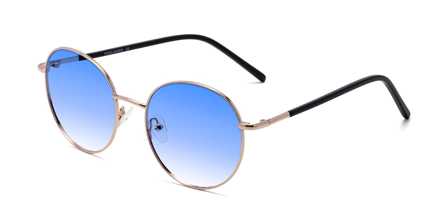Angle of Cosmos in Rose Gold with Blue Gradient Lenses