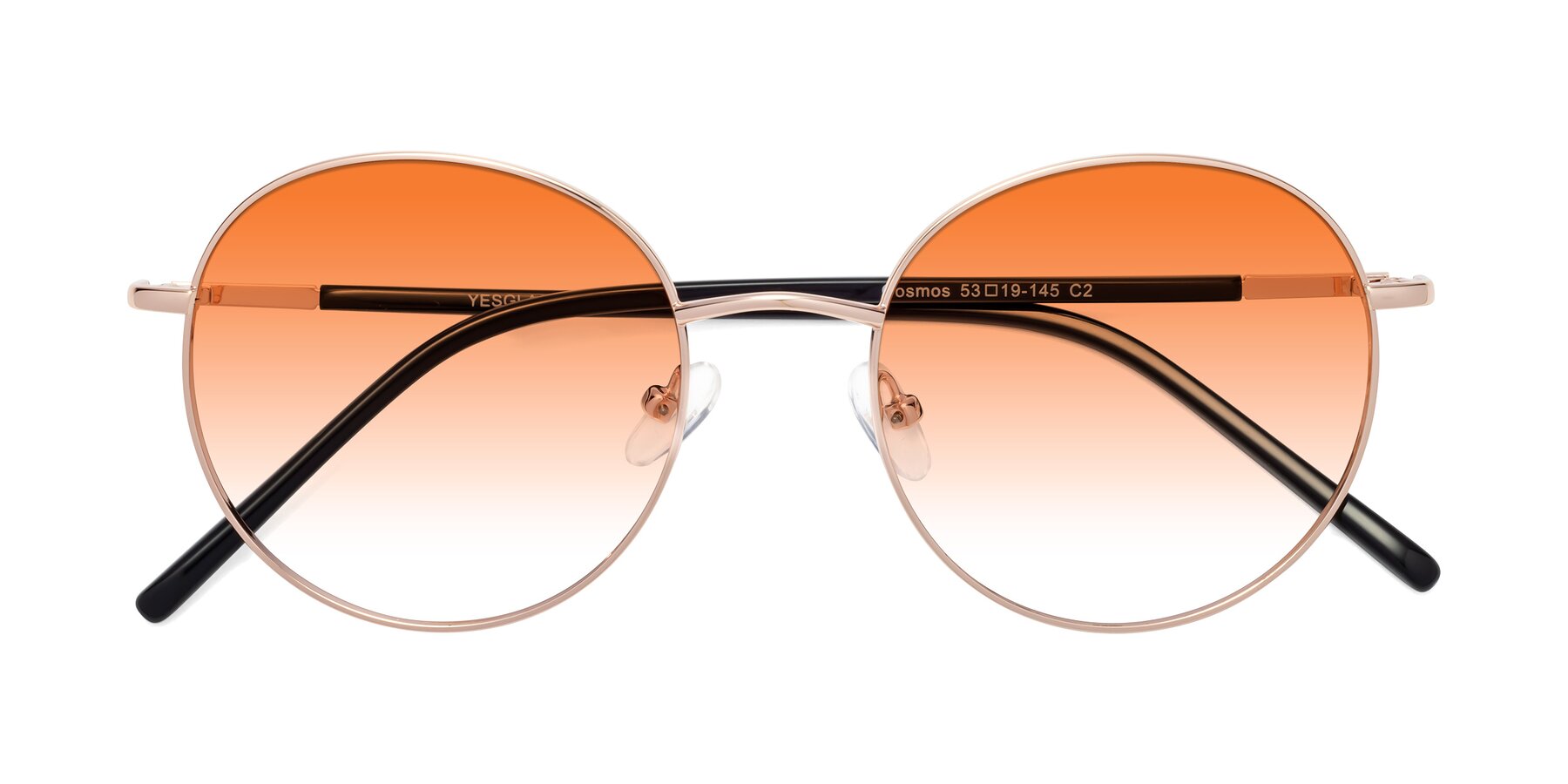 Folded Front of Cosmos in Rose Gold with Orange Gradient Lenses