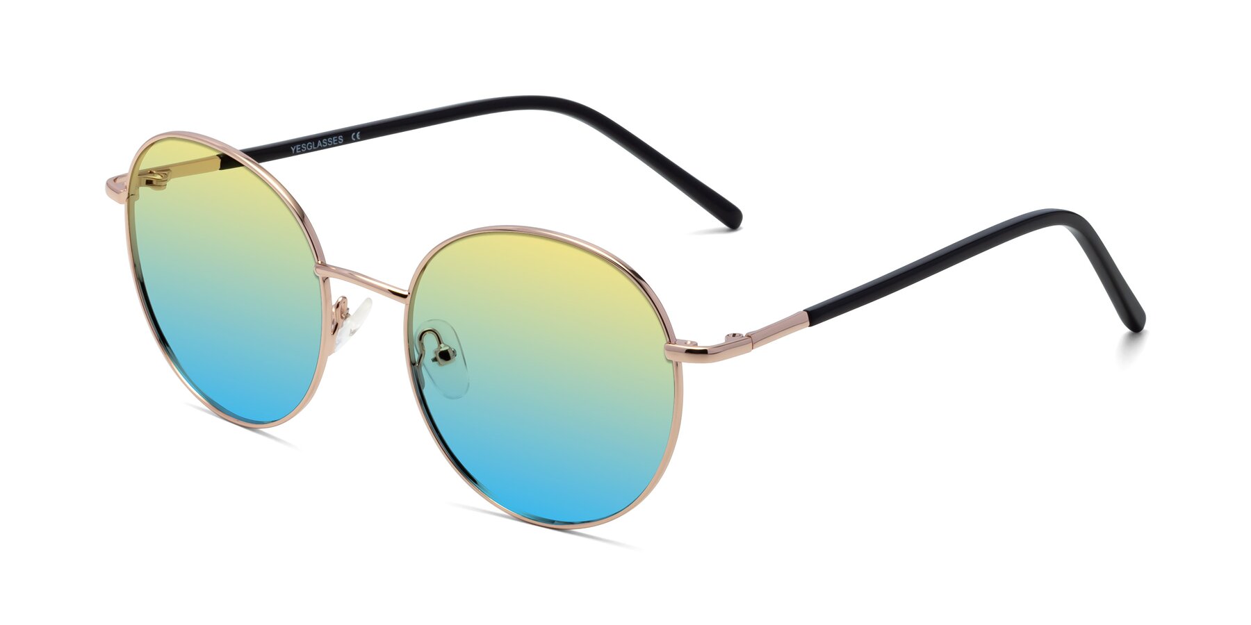 Angle of Cosmos in Rose Gold with Yellow / Blue Gradient Lenses