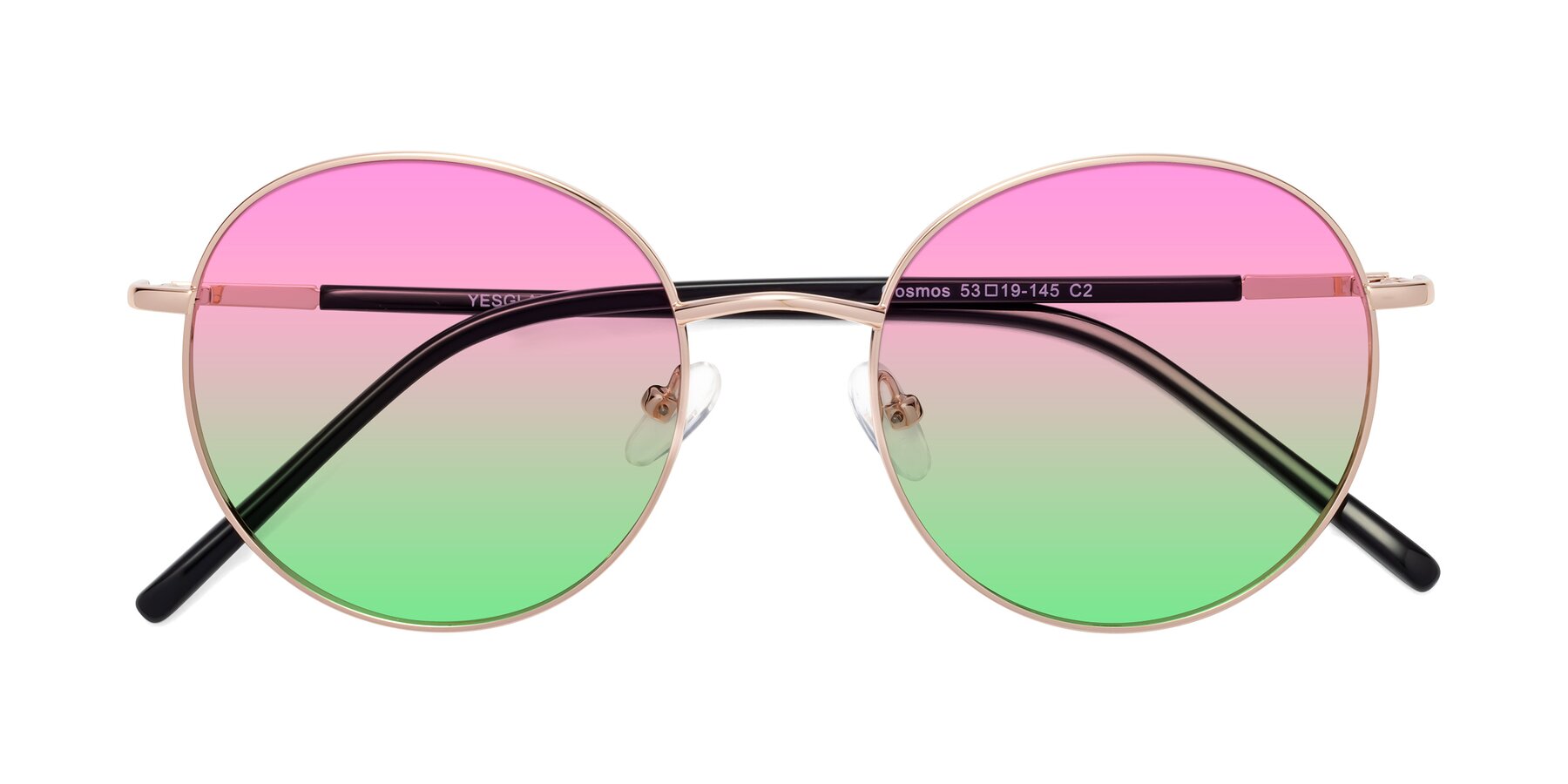 Folded Front of Cosmos in Rose Gold with Pink / Green Gradient Lenses