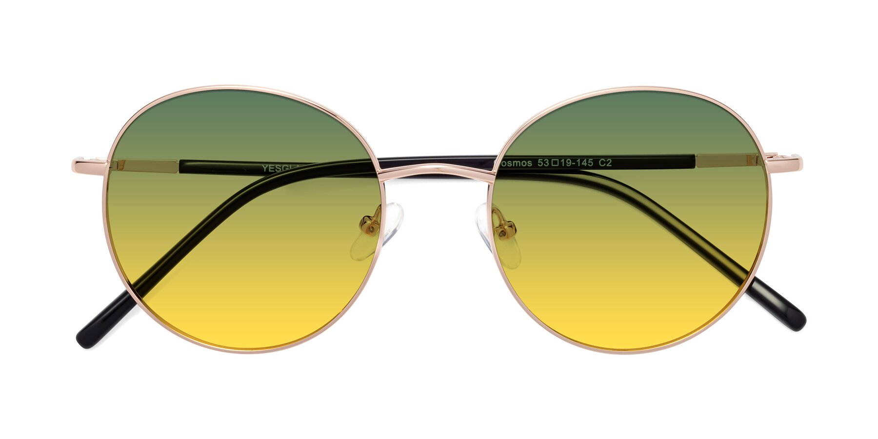 Folded Front of Cosmos in Rose Gold with Green / Yellow Gradient Lenses