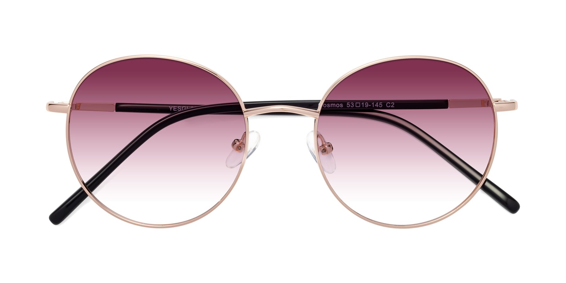 Folded Front of Cosmos in Rose Gold with Wine Gradient Lenses