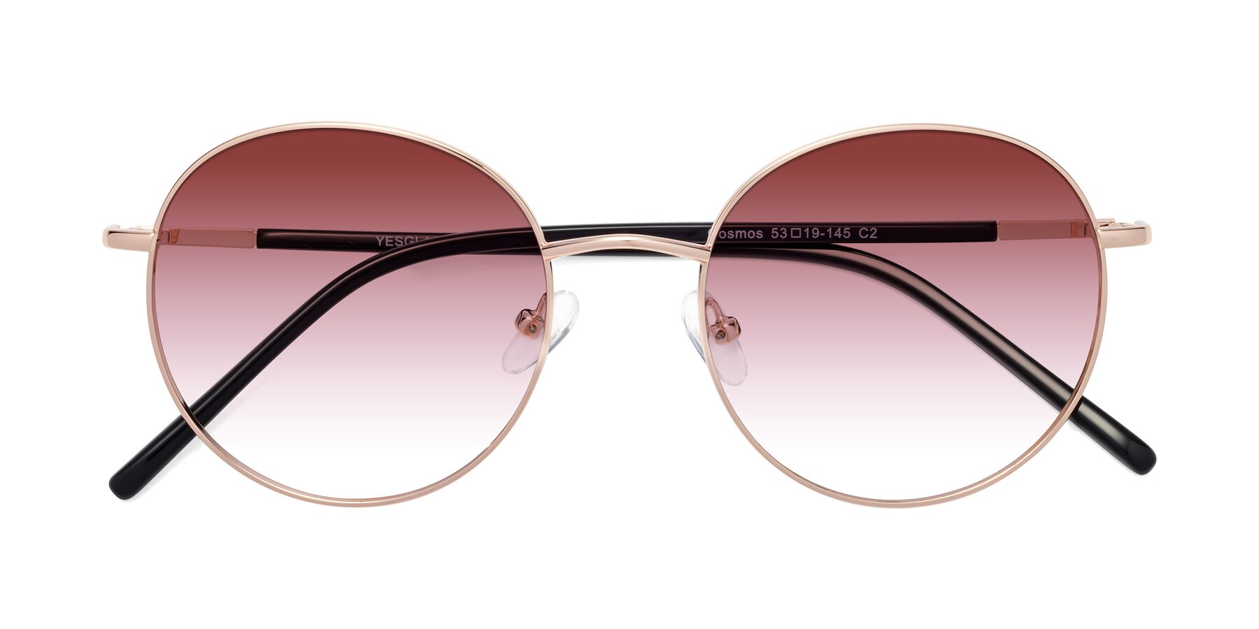 Folded Front of Cosmos in Rose Gold with Garnet Gradient Lenses