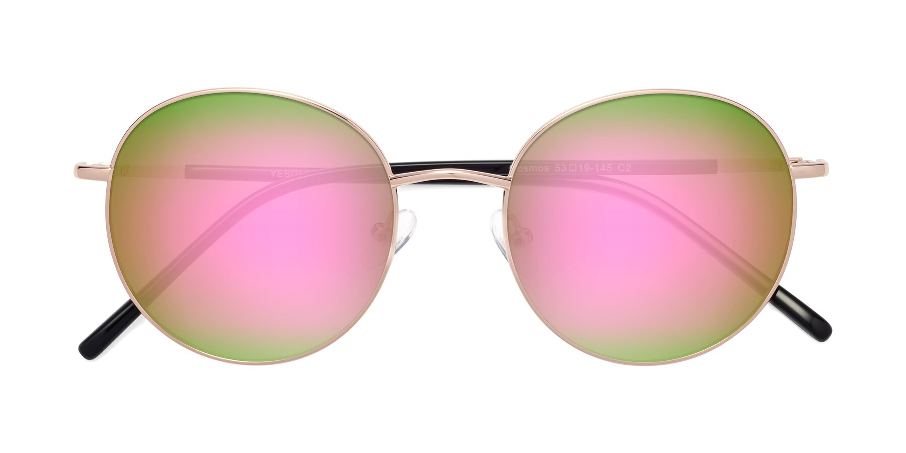 Folded Front of Cosmos in Rose Gold with Pink Mirrored Lenses