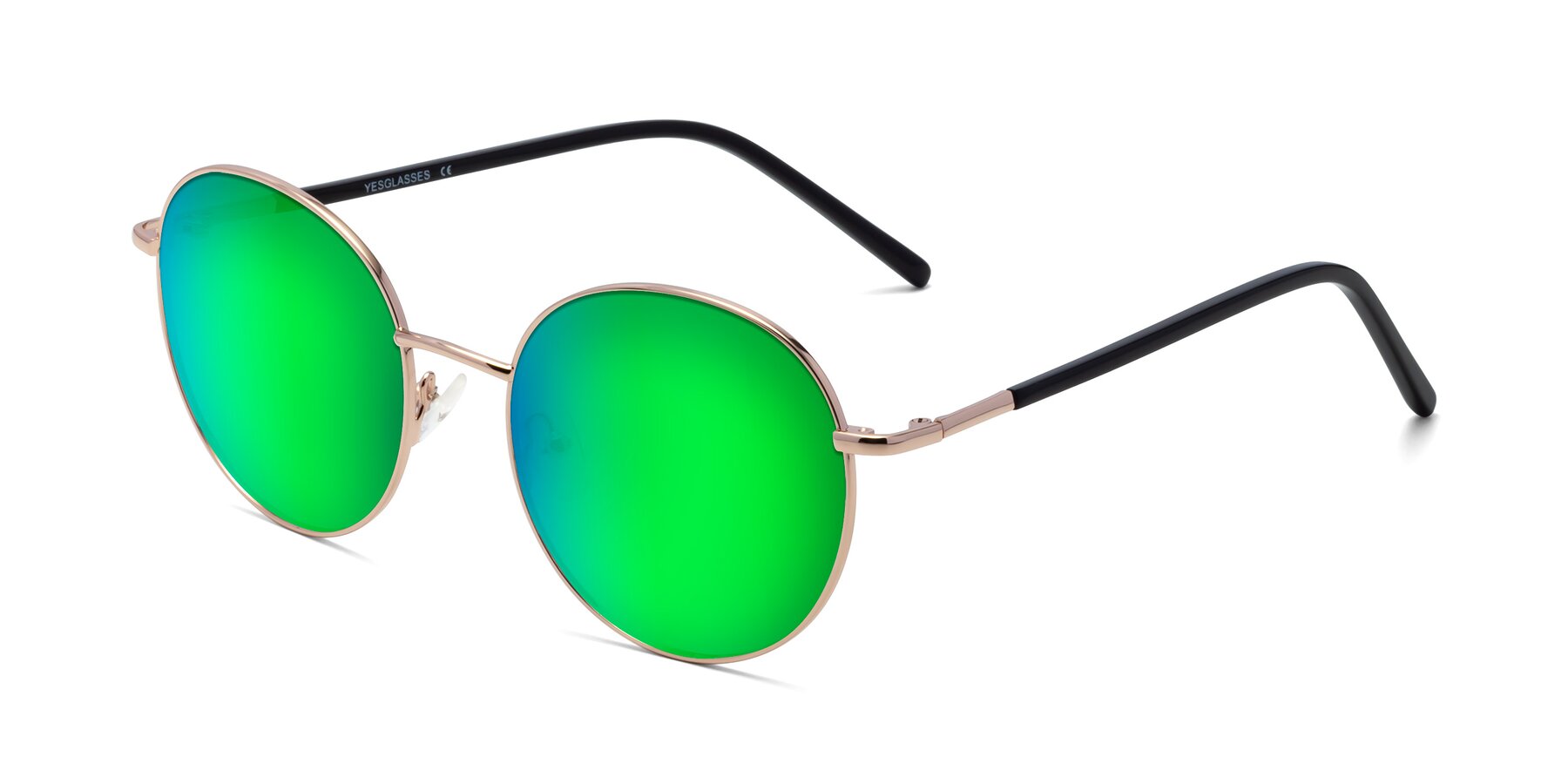 Angle of Cosmos in Rose Gold with Green Mirrored Lenses