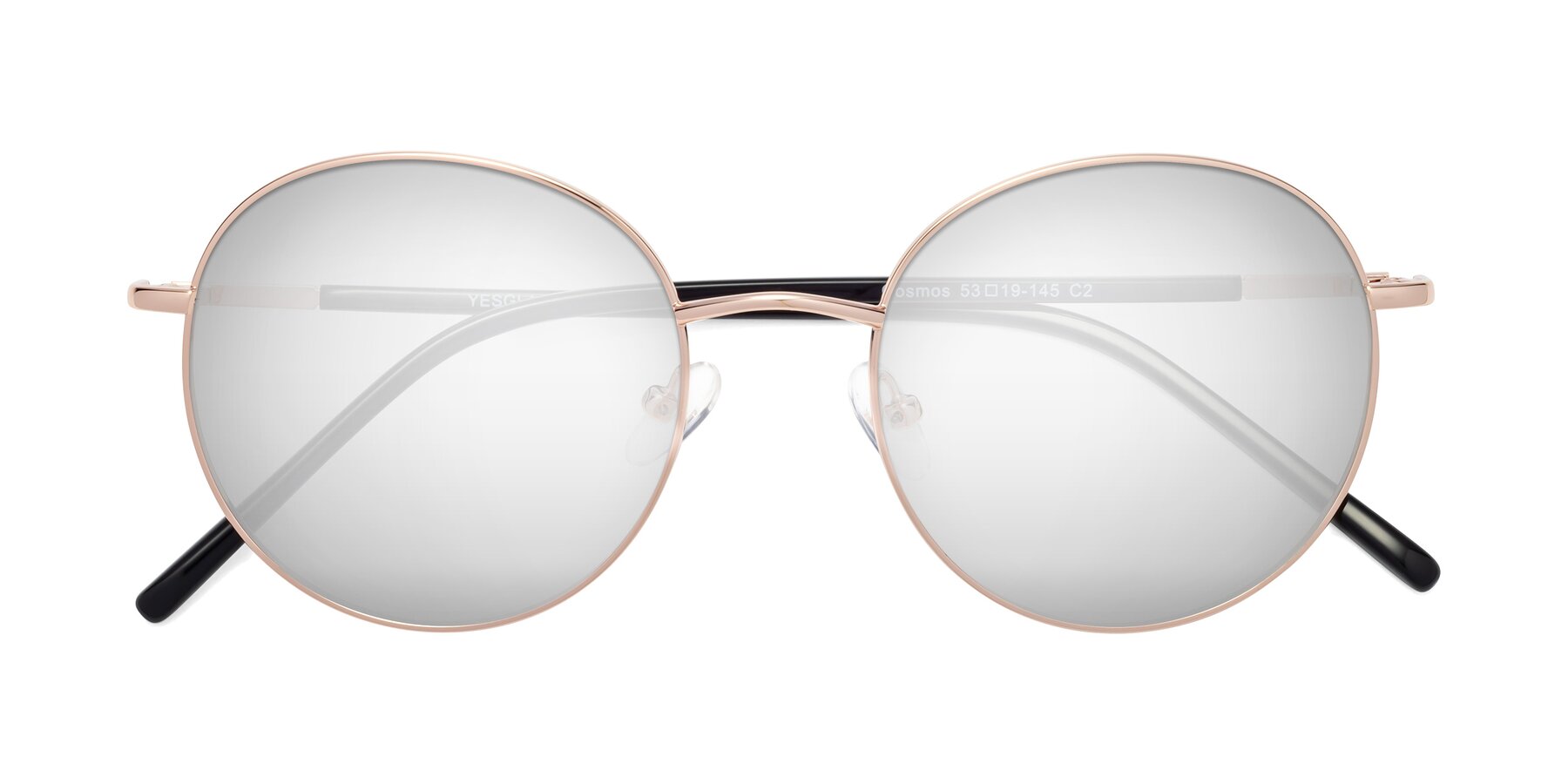 Folded Front of Cosmos in Rose Gold with Silver Mirrored Lenses