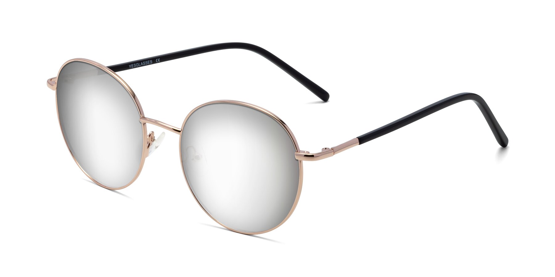 Angle of Cosmos in Rose Gold with Silver Mirrored Lenses
