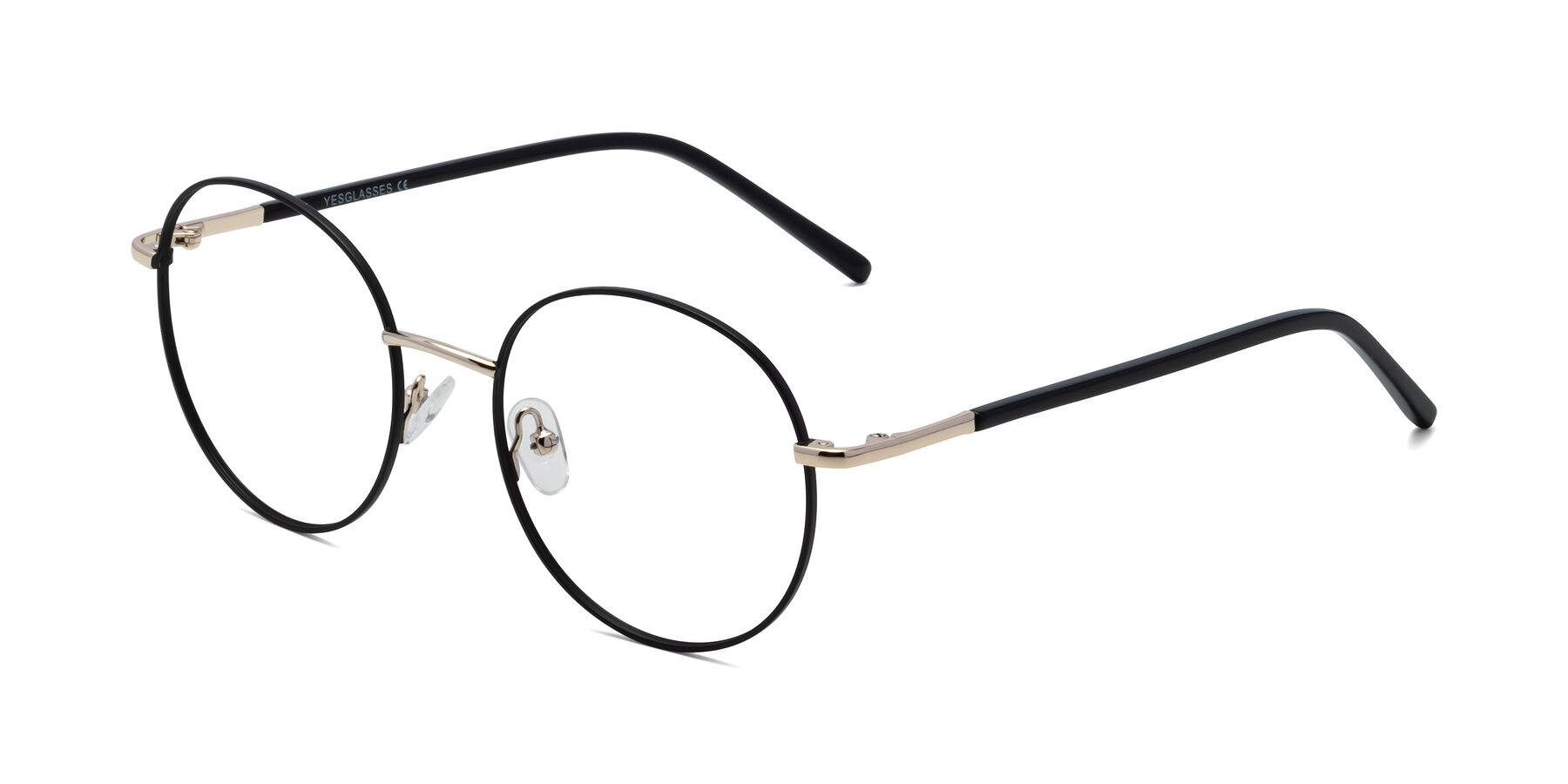 Angle of Cosmos in Black-Gold with Clear Eyeglass Lenses