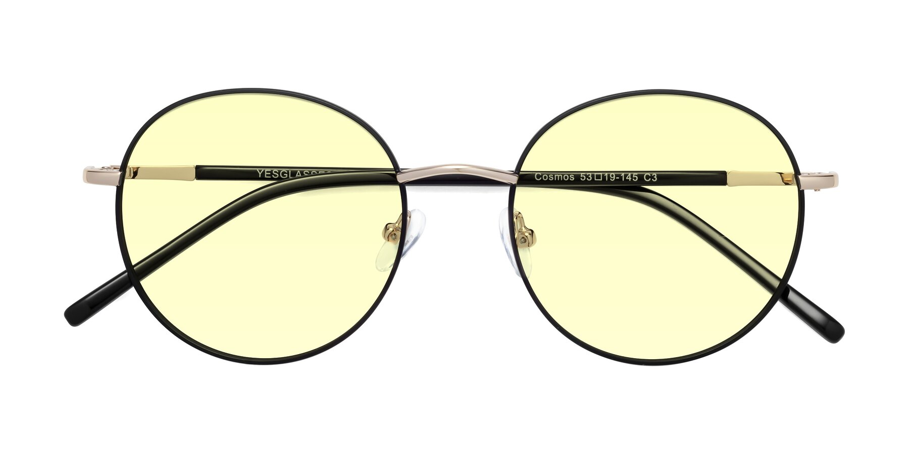 Folded Front of Cosmos in Black-Gold with Light Yellow Tinted Lenses
