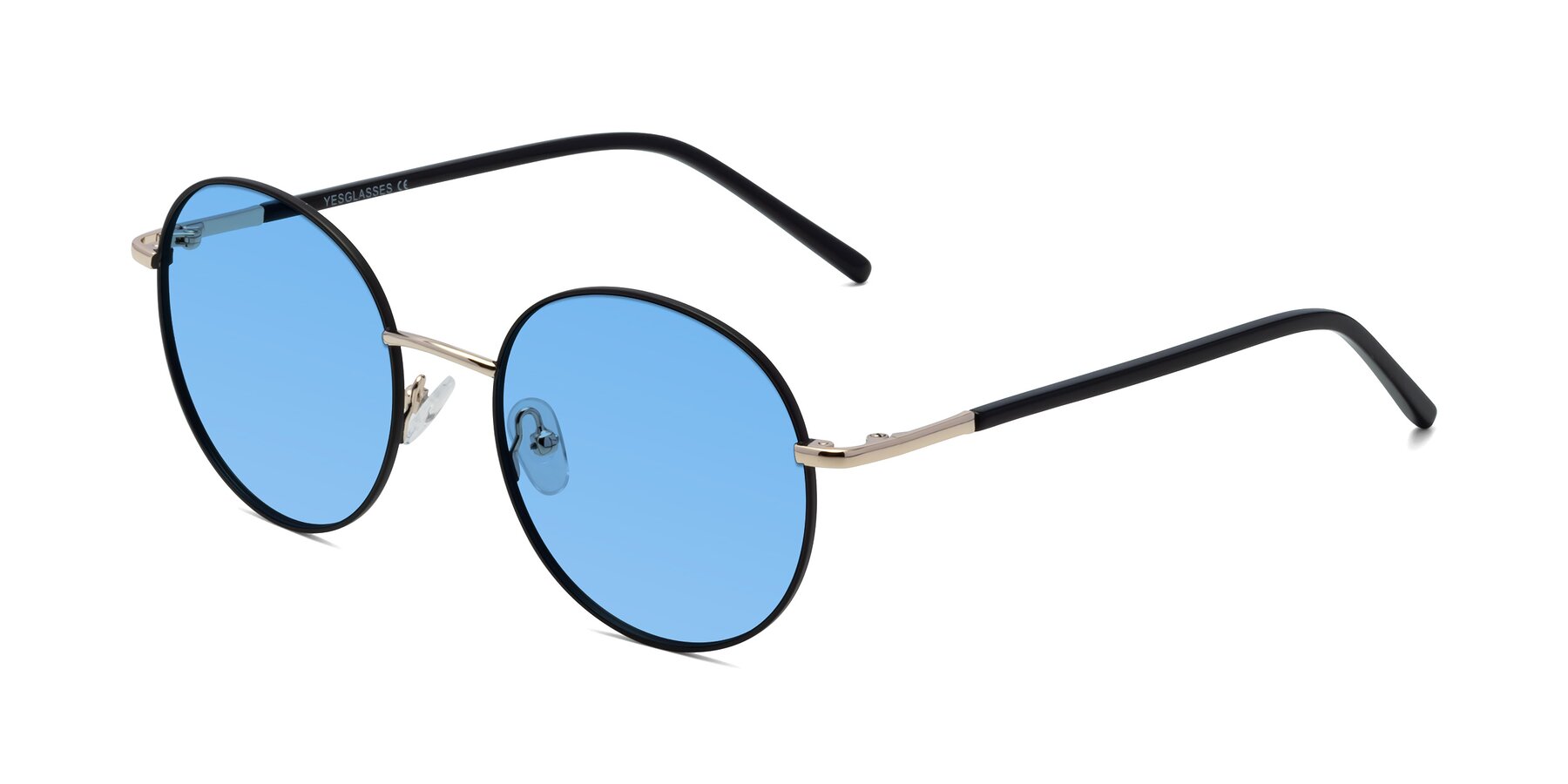 Angle of Cosmos in Black-Gold with Medium Blue Tinted Lenses
