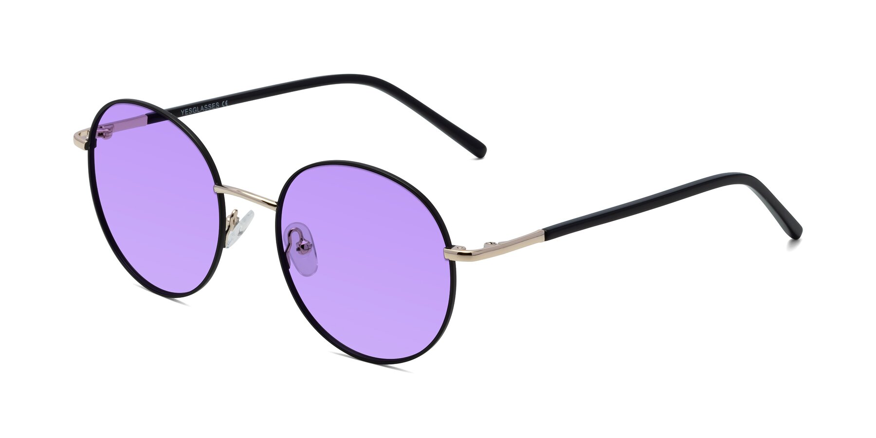 Angle of Cosmos in Black-Gold with Medium Purple Tinted Lenses