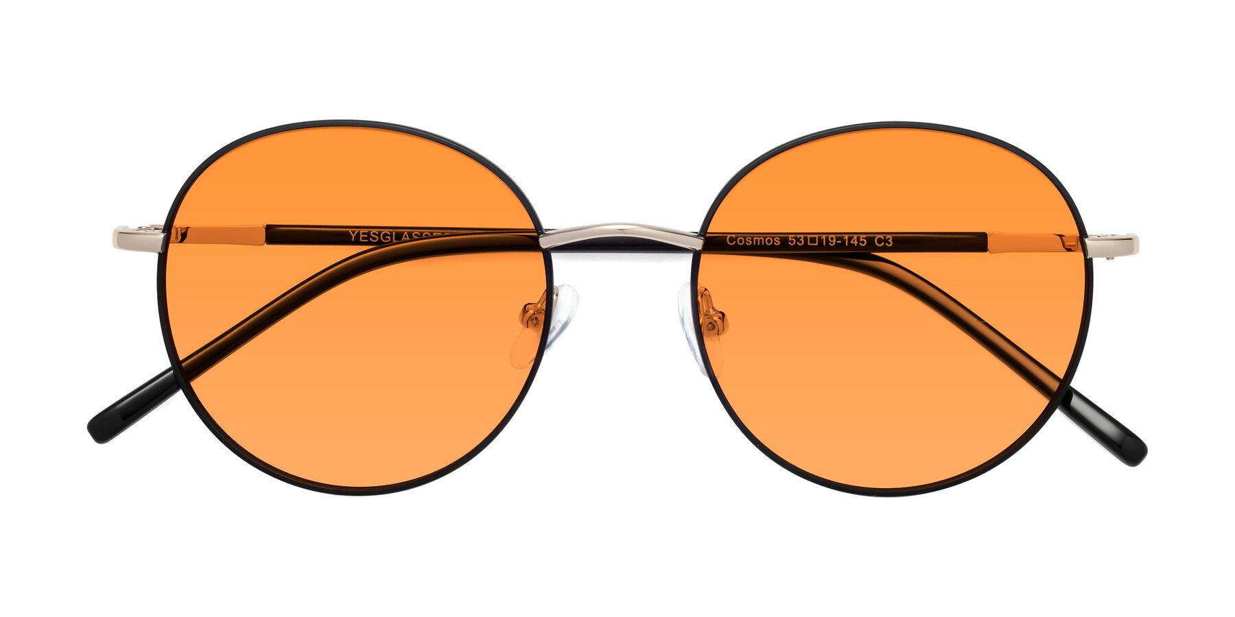 Folded Front of Cosmos in Black-Gold with Orange Tinted Lenses