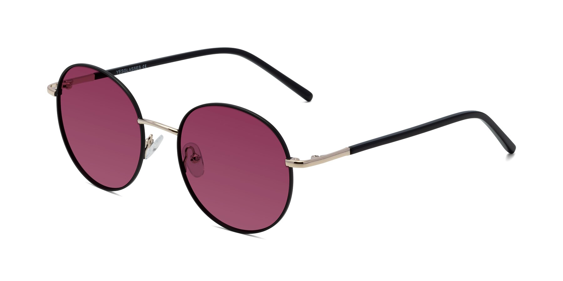 Angle of Cosmos in Black-Gold with Wine Tinted Lenses