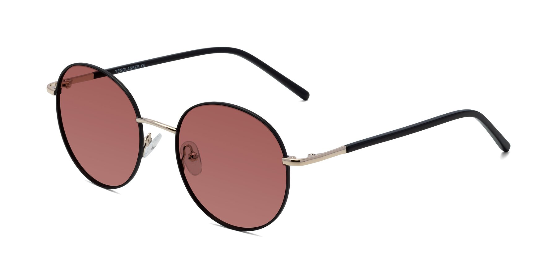 Angle of Cosmos in Black-Gold with Garnet Tinted Lenses