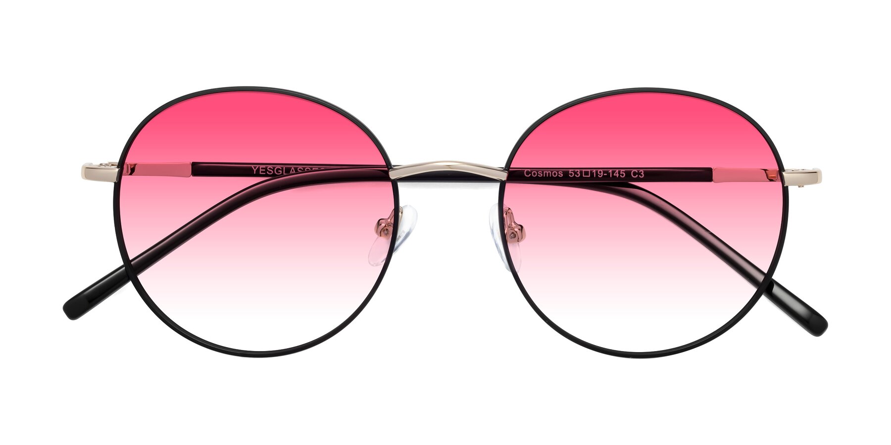 Folded Front of Cosmos in Black-Gold with Pink Gradient Lenses