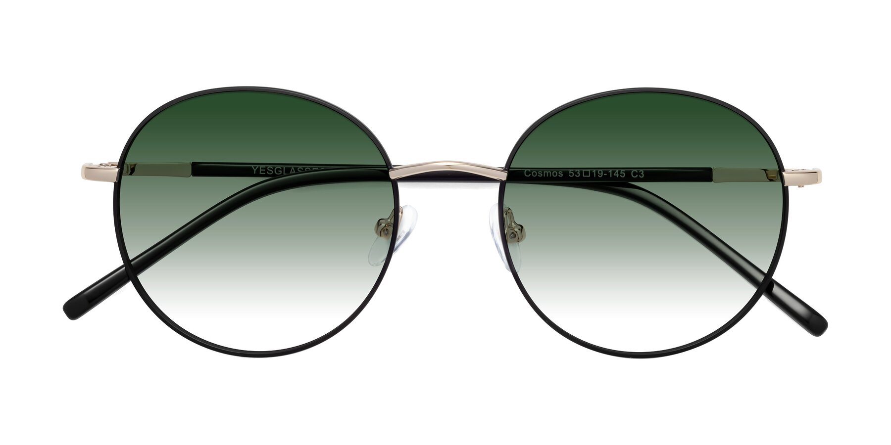Folded Front of Cosmos in Black-Gold with Green Gradient Lenses