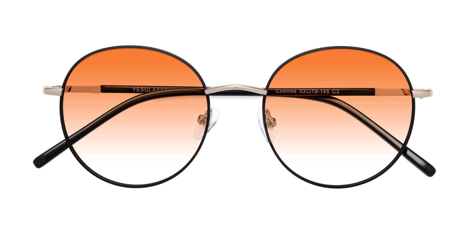 Folded Front of Cosmos in Black-Gold with Orange Gradient Lenses