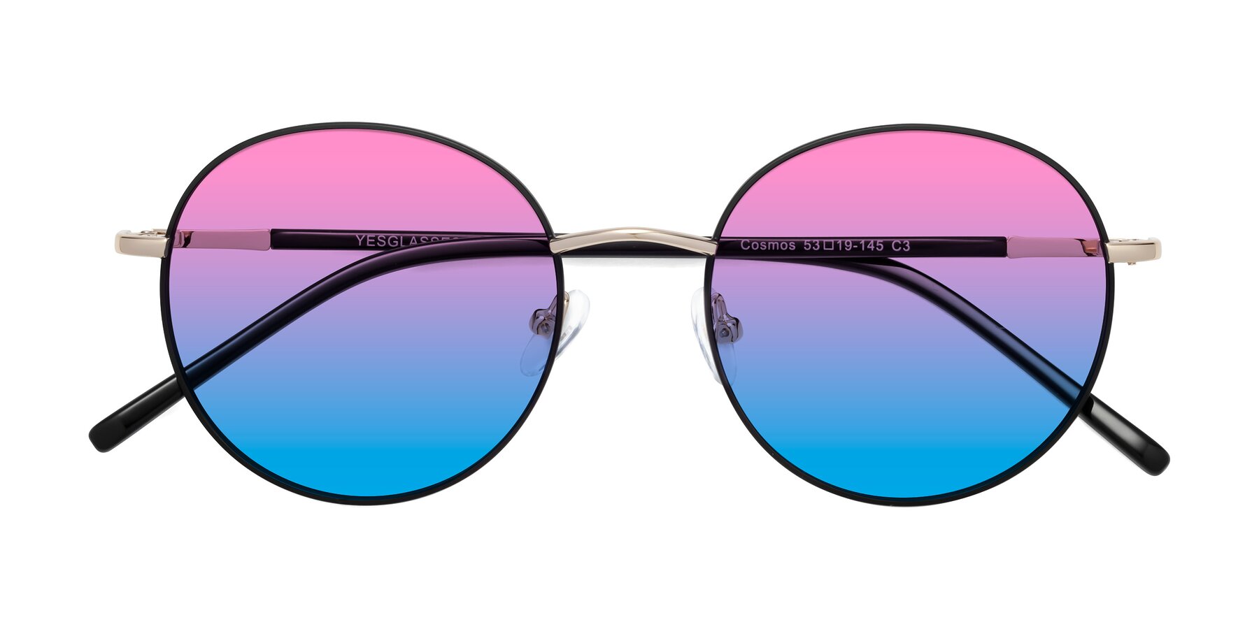 Folded Front of Cosmos in Black-Gold with Pink / Blue Gradient Lenses