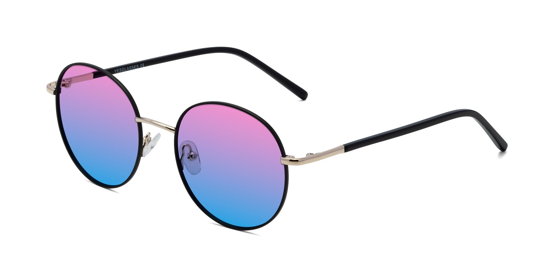 Angle of Cosmos in Black-Gold with Pink / Blue Gradient Lenses