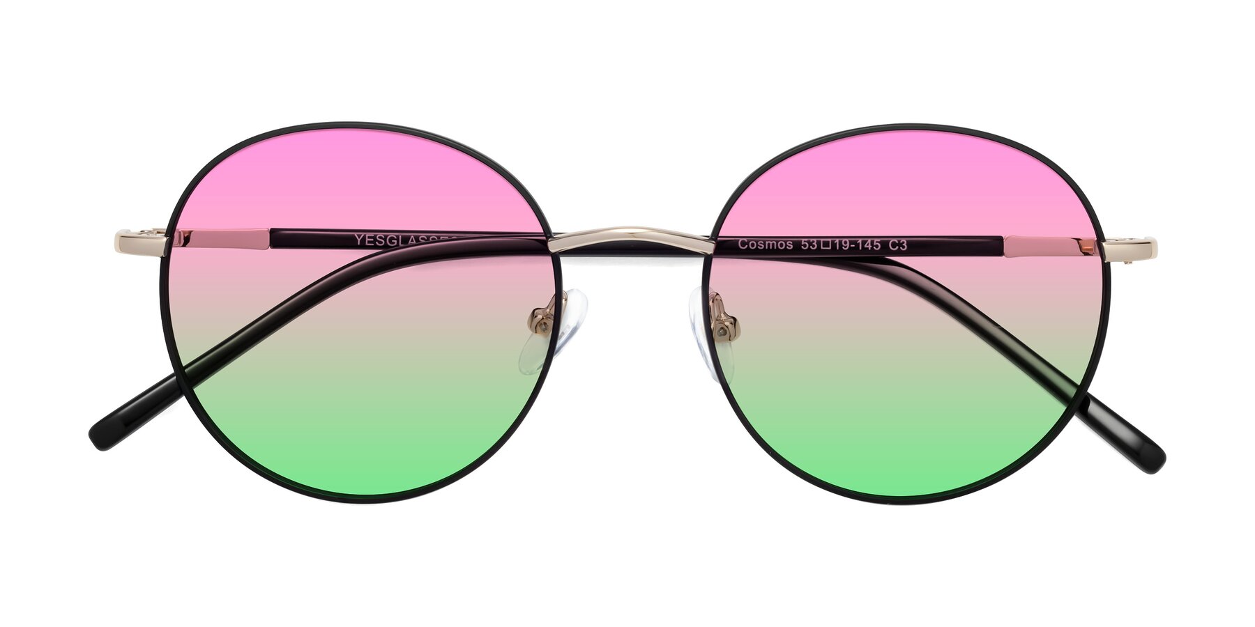 Folded Front of Cosmos in Black-Gold with Pink / Green Gradient Lenses