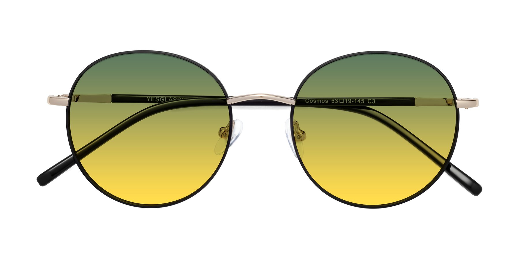 Folded Front of Cosmos in Black-Gold with Green / Yellow Gradient Lenses