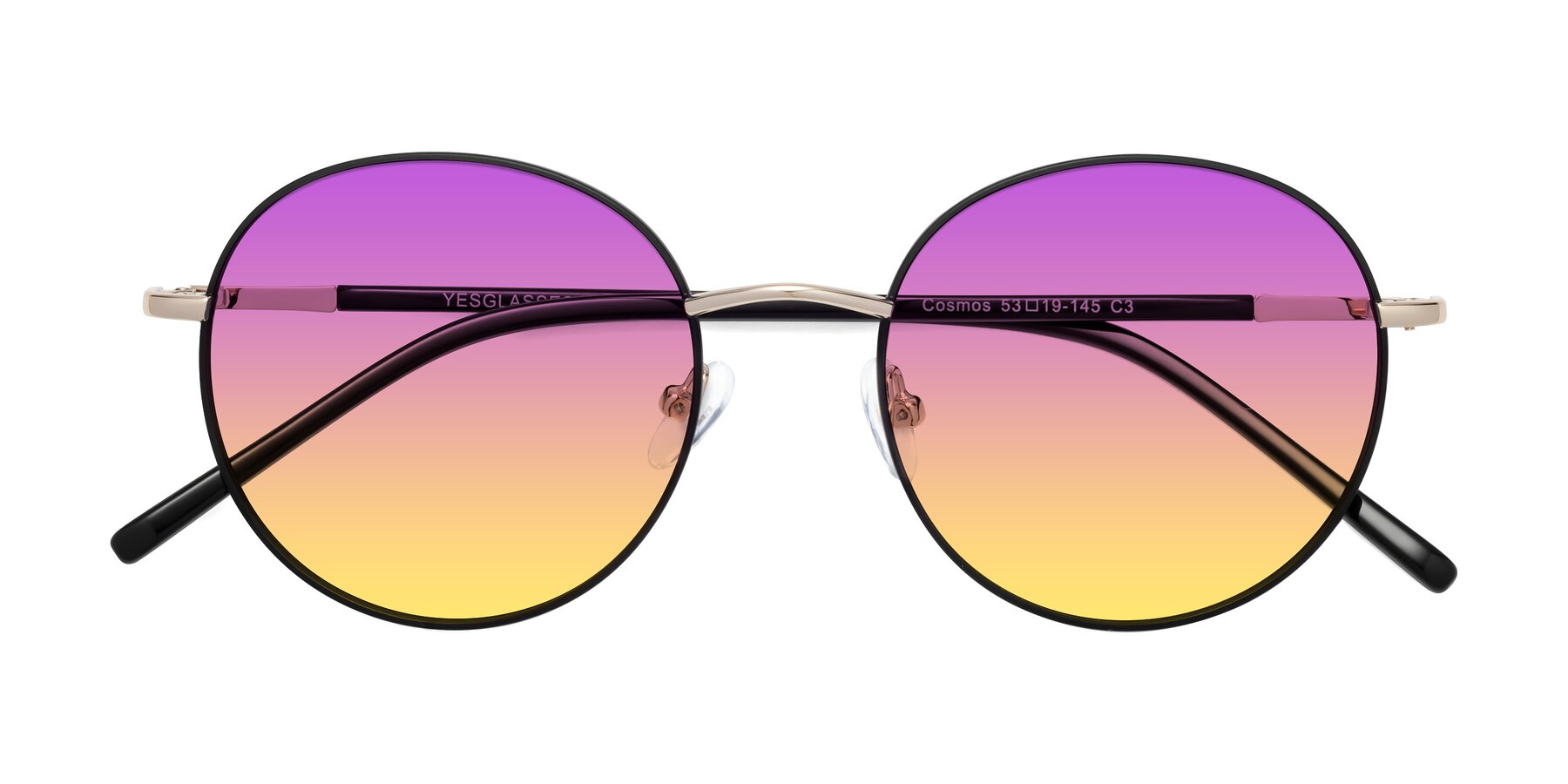 Folded Front of Cosmos in Black-Gold with Purple / Yellow Gradient Lenses