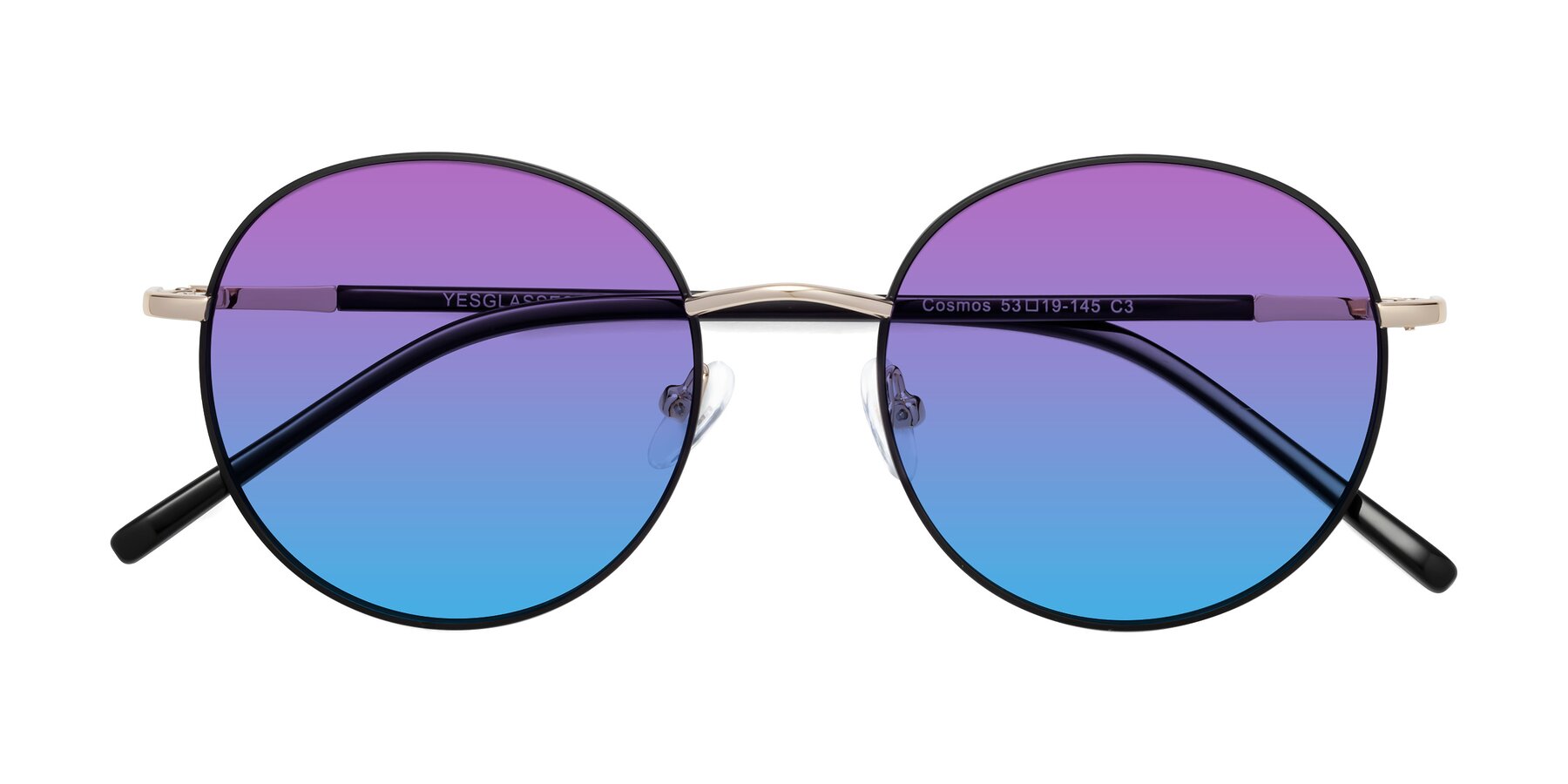 Folded Front of Cosmos in Black-Gold with Purple / Blue Gradient Lenses