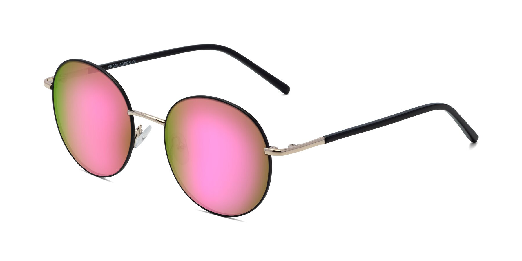 Angle of Cosmos in Black-Gold with Pink Mirrored Lenses