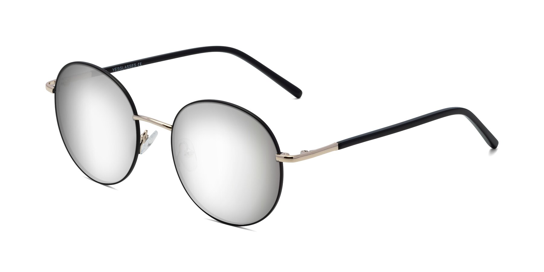 Angle of Cosmos in Black-Gold with Silver Mirrored Lenses