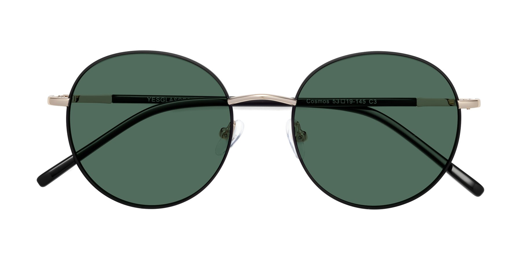 Folded Front of Cosmos in Black-Gold with Green Polarized Lenses