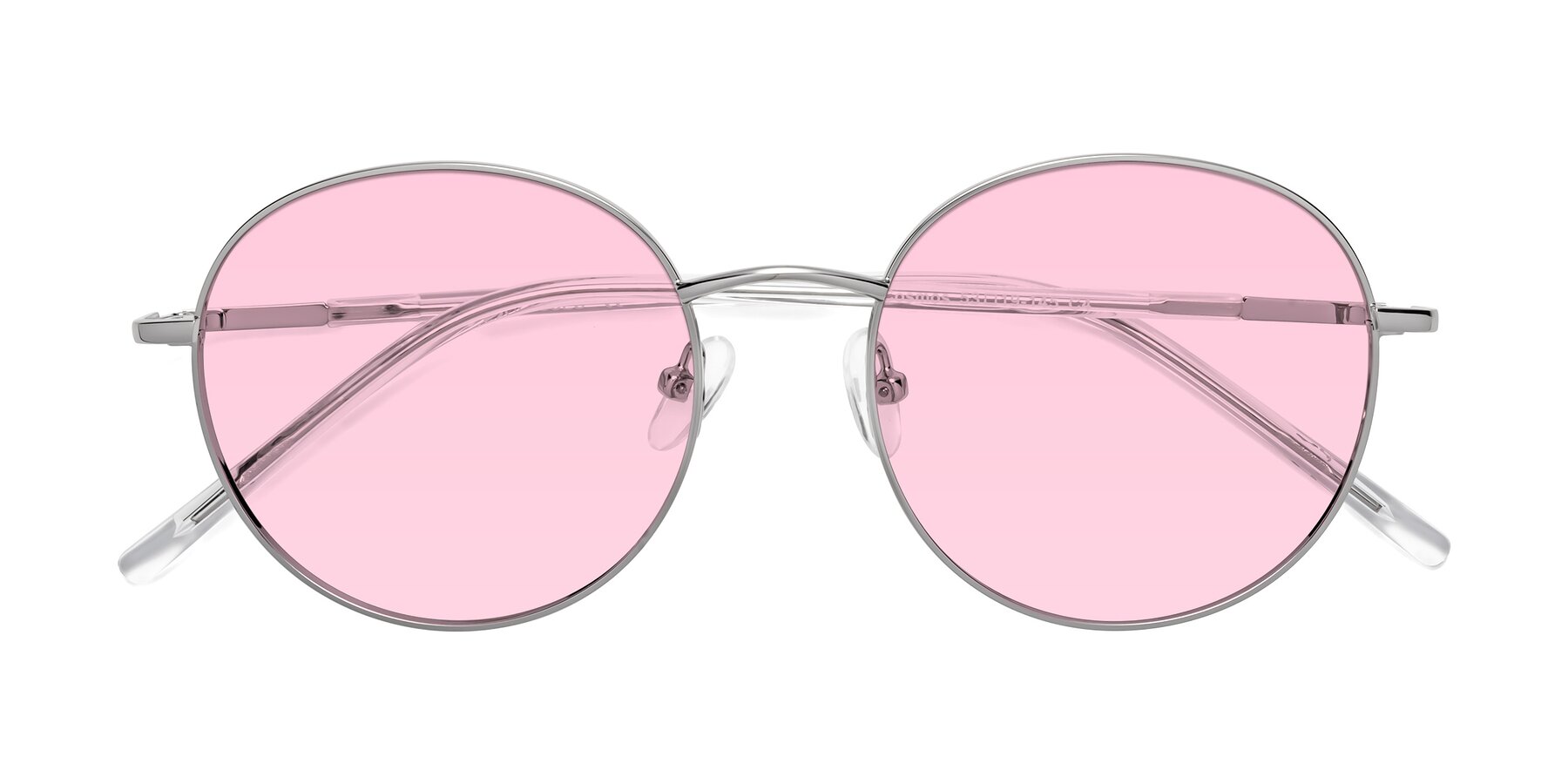 Folded Front of Cosmos in Silver with Light Pink Tinted Lenses