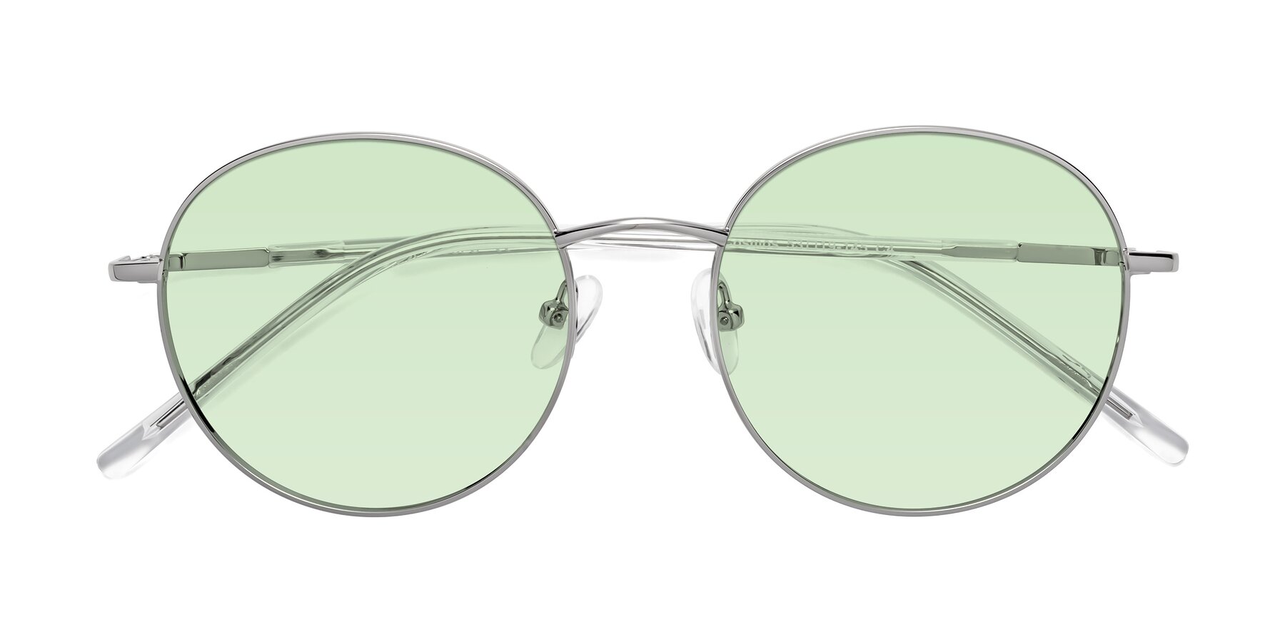 Folded Front of Cosmos in Silver with Light Green Tinted Lenses