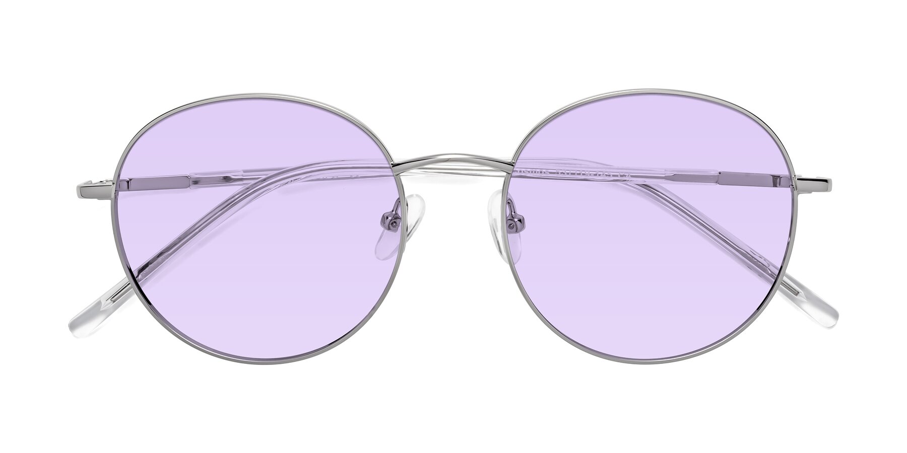 Folded Front of Cosmos in Silver with Light Purple Tinted Lenses