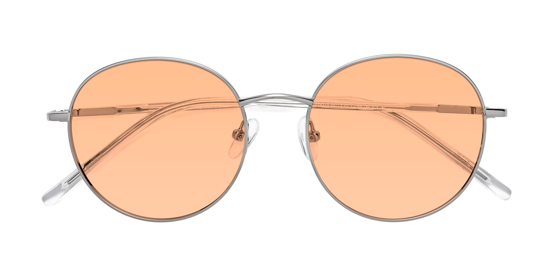 Folded Front of Cosmos in Silver with Light Orange Tinted Lenses
